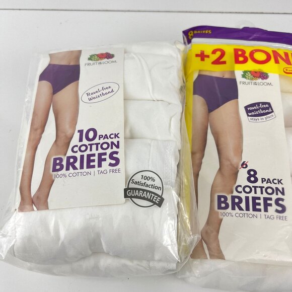 Fruit of the Loom Women's Briefs 8 XL White Cotton Ravel Free Waistband 28 pair - Picture 5 of 6